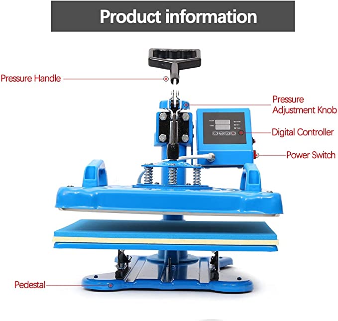 Fierton 12x10 Heat Press Machine for t Shirt, Swing Away 360- degree Rotation Digital Heat Transfer Sublimation Machine(Just One Machine)(blue12x10inch)