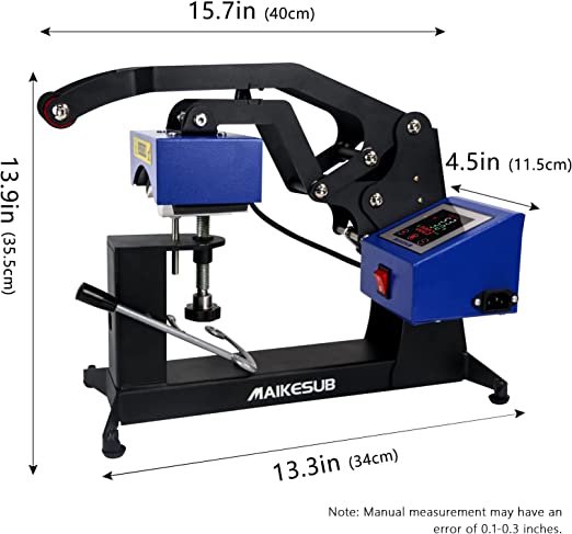 MAIKESUB Hat Heat Press Machine 6x3.2Inch Curved Element Cap Heat Press Clamshell Design Heat Press for Hats Rigid Steel Frame No Stick Digital LCD Timer and Temperature Control