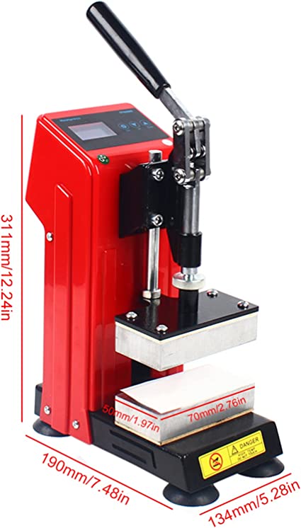 Manual Heat Press Machine,110V 400W Mini Dual Heated Plates Hot Press Stamping Machine,0~450℉ LCD Controller for Hydraulic Extraction Oil Leather Plastic (2.36X4.72Inch)