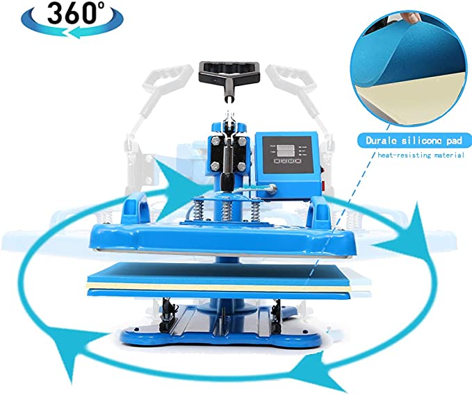 Fierton 12x10 Heat Press Machine for t Shirt, Swing Away 360- degree Rotation Digital Heat Transfer Sublimation Machine(Just One Machine)(blue12x10inch)