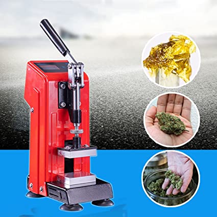 Manual Heat Press Machine,110V 400W Mini Dual Heated Plates Hot Press Stamping Machine,0~450℉ LCD Controller for Hydraulic Extraction Oil Leather Plastic (2.36X4.72Inch)