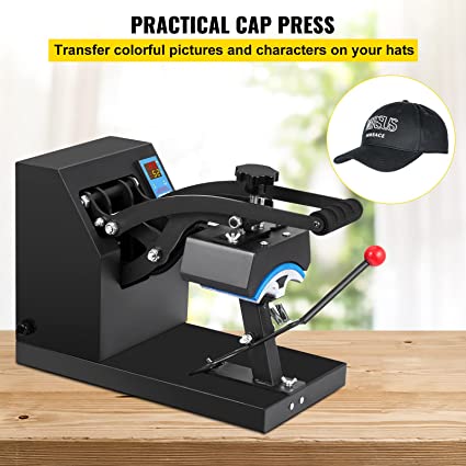 VEVOR Hat Press Machine 3.5X5.9 Inch Cap Press Heat Press Machine Professional Transfer Hat Press with 12000 Hours Life Digital LCD Timer and Temperature Control (350W)