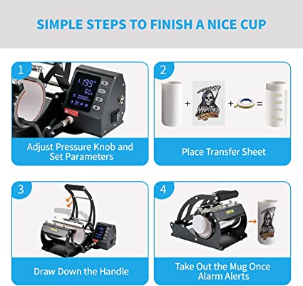 VEVOR Mug Heat Press, 20oz Tumbler Heat Press Machine, LCD Cup Press Machine with 2 Detachable Transfer Sublimation Mats for 11oz-20oz, DIY Presser for Coffee Skinny Tumblers, Silica-Gel Printing