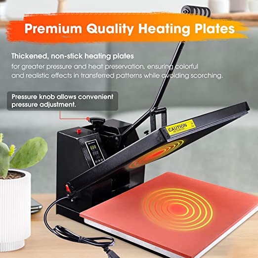 PNR High Pressure 16&quot;x20&quot; Heat Platen Press Machine Digital Sublimation Transfer Printing LCD Timer Counter