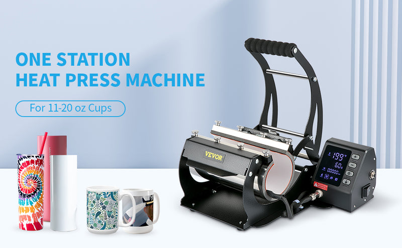 VEVOR Mug Heat Press, 20oz Tumbler Heat Press Machine, LCD Cup Press Machine with 2 Detachable Transfer Sublimation Mats for 11oz-20oz, DIY Presser for Coffee Skinny Tumblers, Silica-Gel Printing