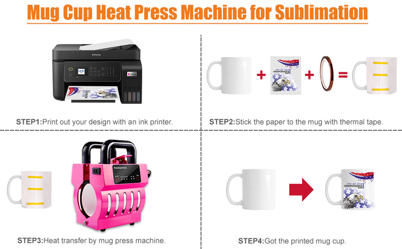 TIQTAK Mug Sublimation Heat Press Machine 110V Mini Cup Press Machine 11-15 OZ Customized Coffee Mugs 16 OZ Skinny Straight Tumblers Heat Transfer Sublimation Machine(TK001)